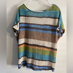 Striped Back Twist Knit Top - Multi colored.